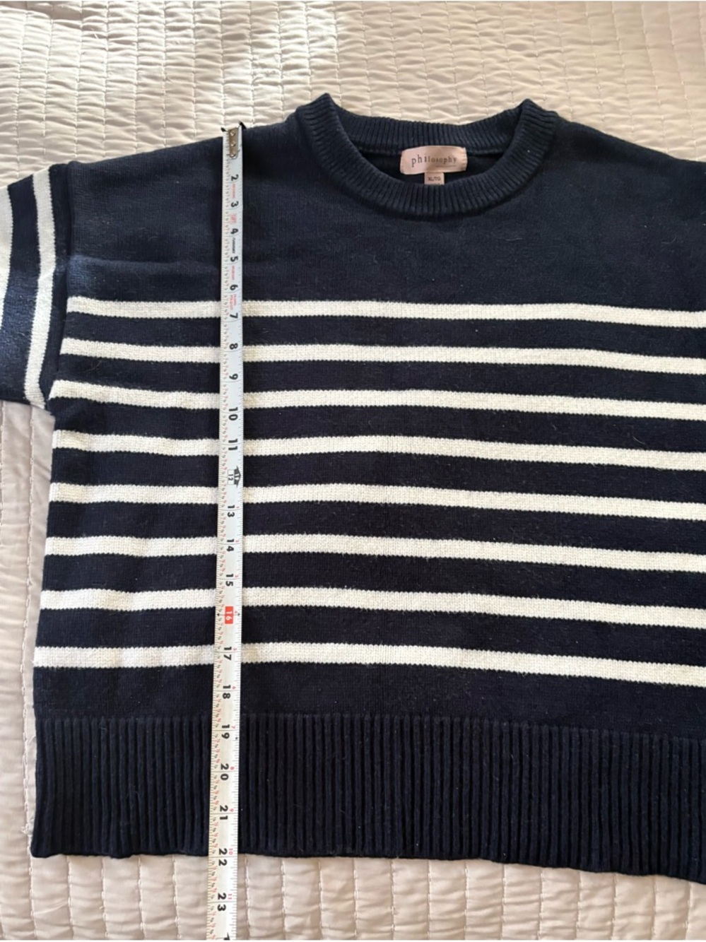 Philosophy Navy and White Striped Crewneck Sweater - Picture 4 of 5
